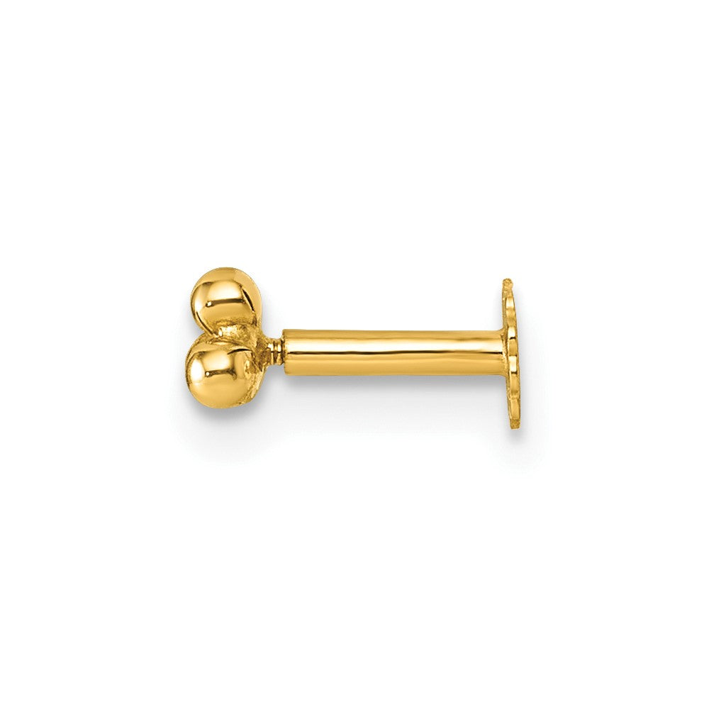 14K Polished Triple Ball 16 Gauge Labret Stud