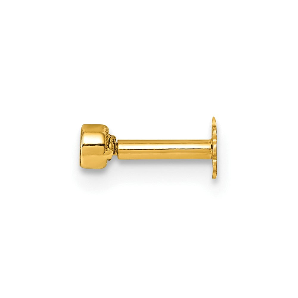 14K Polished Round Bezel CZ 16 Gauge Labret Stud