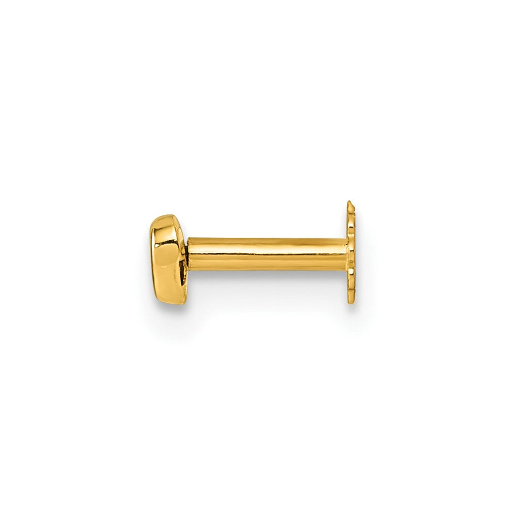 14K Polished Heart CZ 16 Gauge Labret Stud