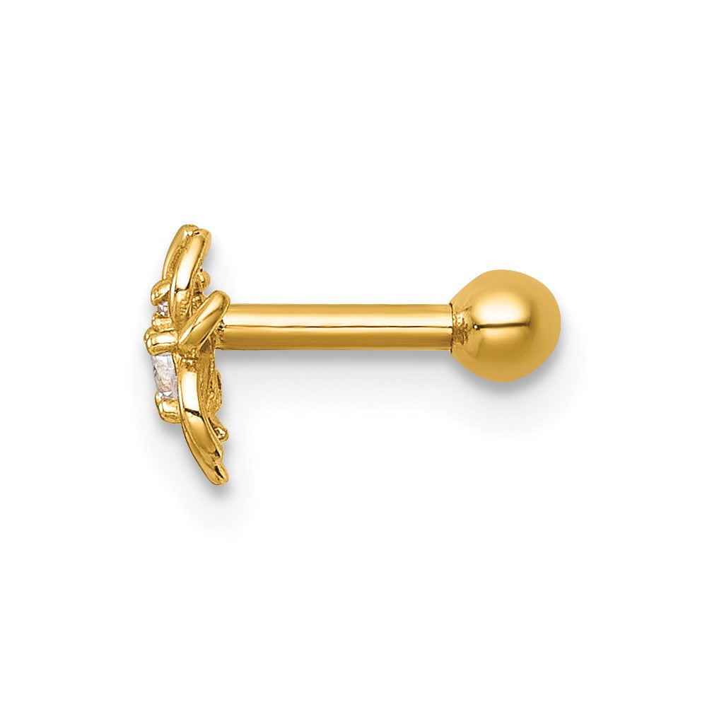14k 16 Gauge Polished CZ Spider Labret Stud