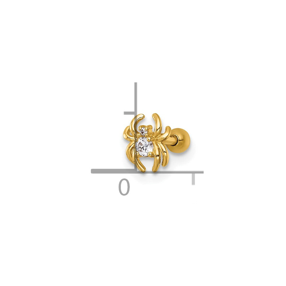 14k 16 Gauge Polished CZ Spider Labret Stud