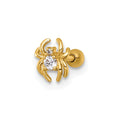 14k 16 Gauge Polished CZ Spider Labret Stud