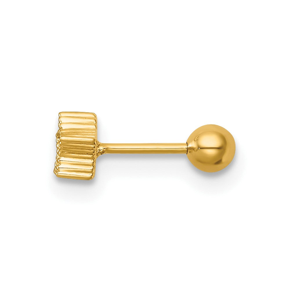 14k 22 Gauge Polished and Beaded Pink CZ Star Labret Stud