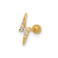 14k 21 Gauge Polished CZ Lightning Bolt Labret Stud