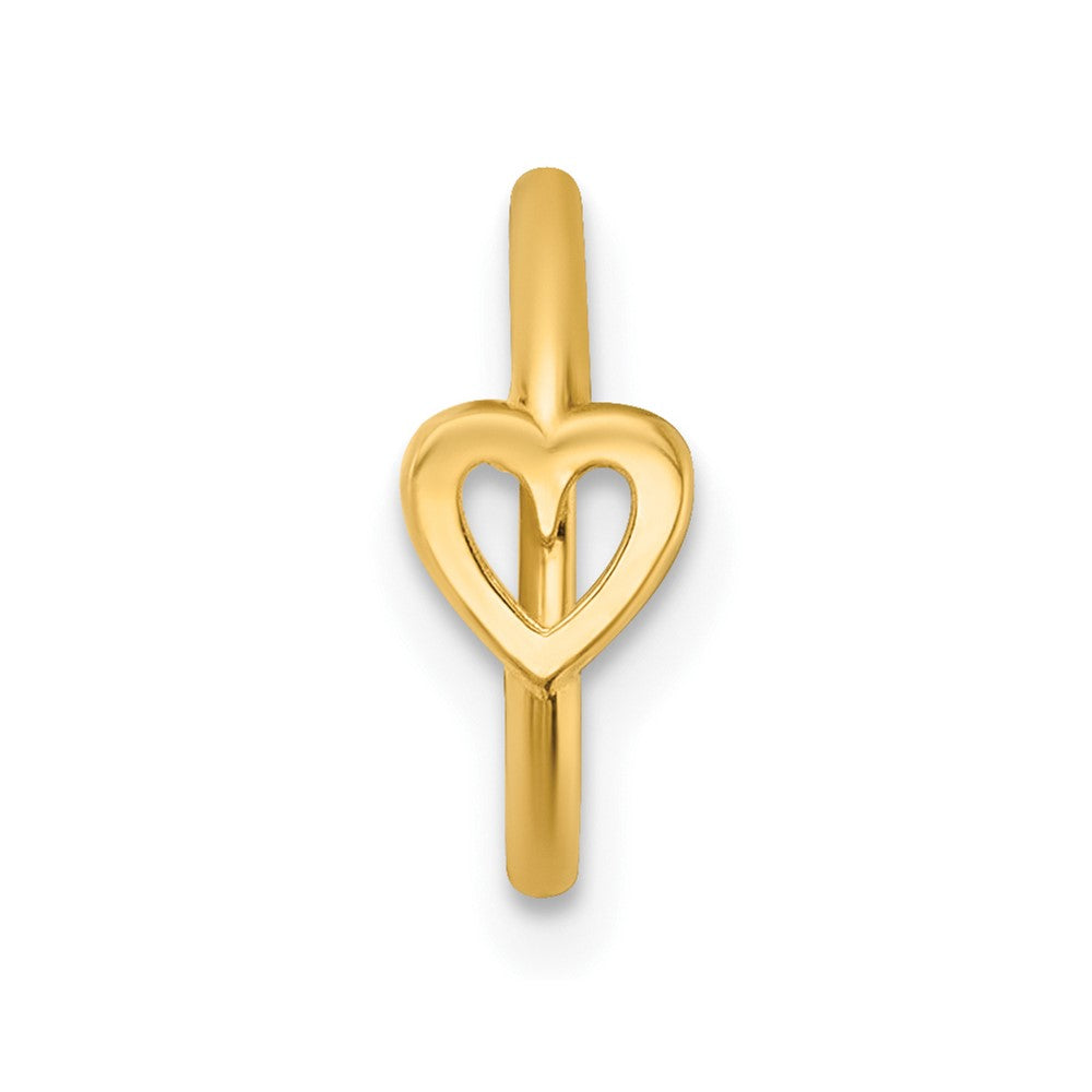 14k 16 Gauge Polished Open Heart 10.0mm Hinged Cartilage Ring