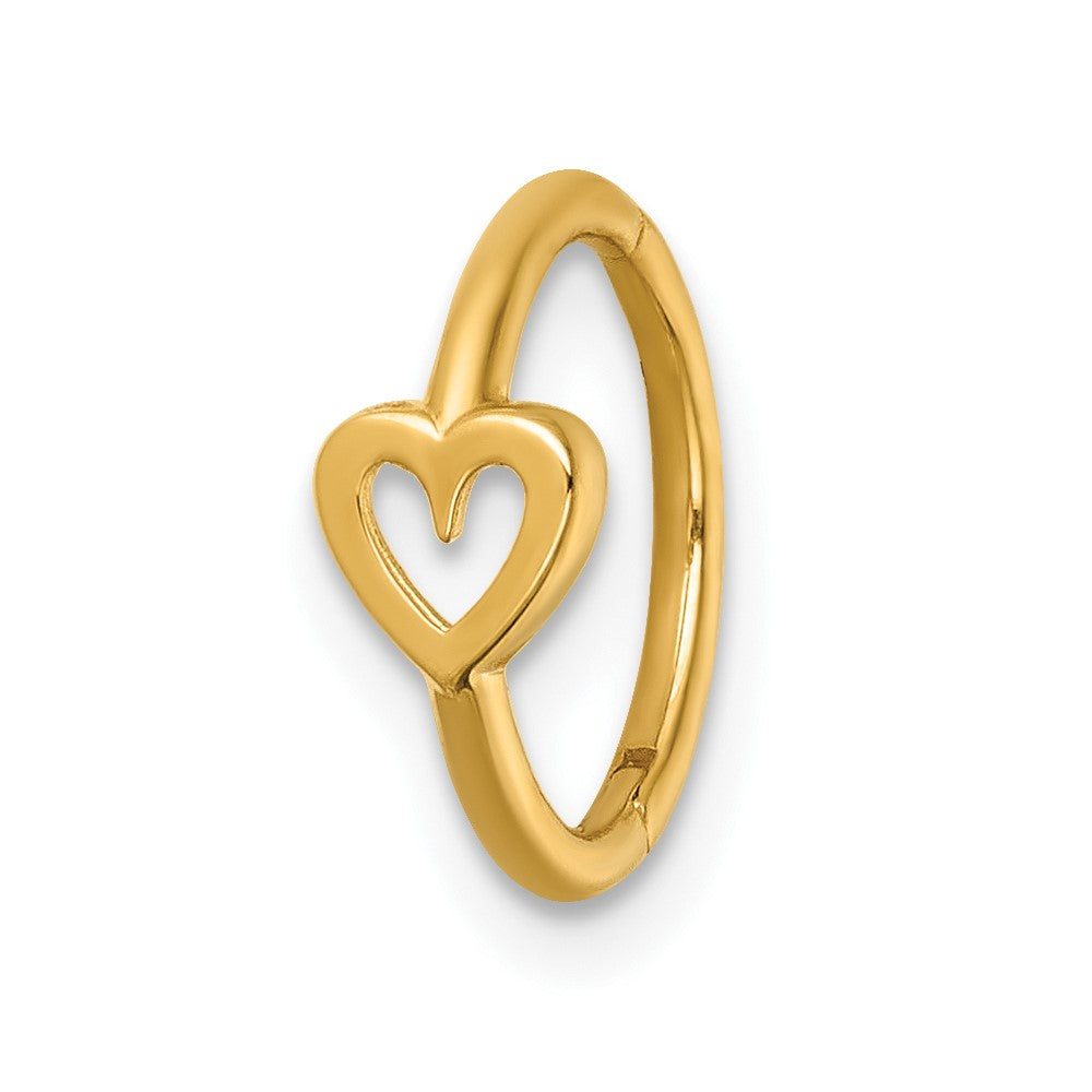 14k 16 Gauge Polished Open Heart 10.0mm Hinged Cartilage Ring