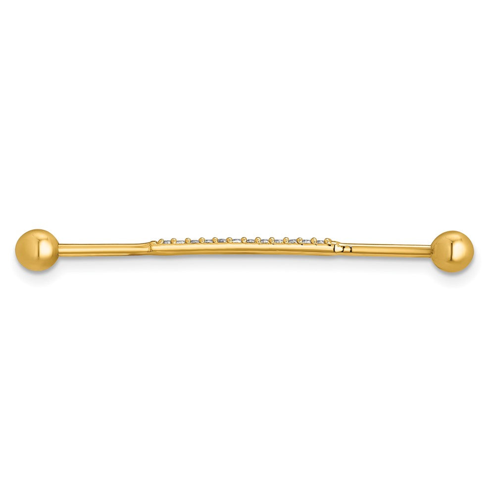 14k 16 Gauge Polished CZ Industrial Bar