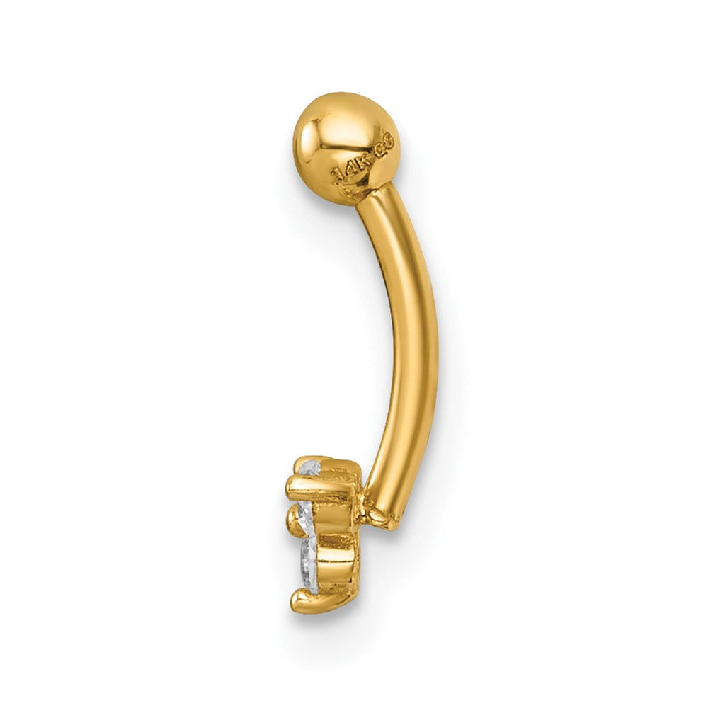 14k 16 Gauge Polished CZ Eyebrow Ring