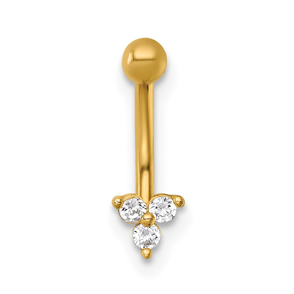 14k 16 Gauge Polished CZ Eyebrow Ring
