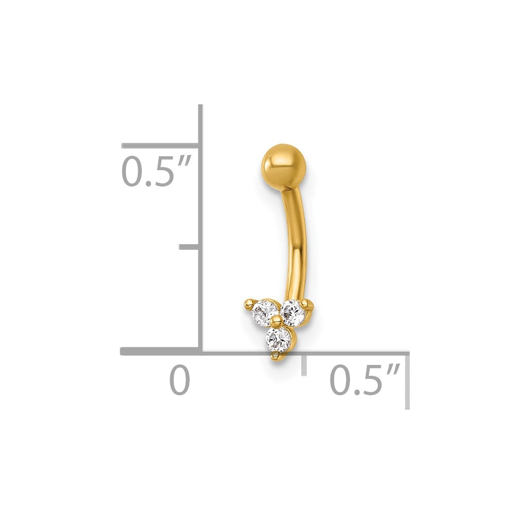 14k 16 Gauge Polished CZ Eyebrow Ring