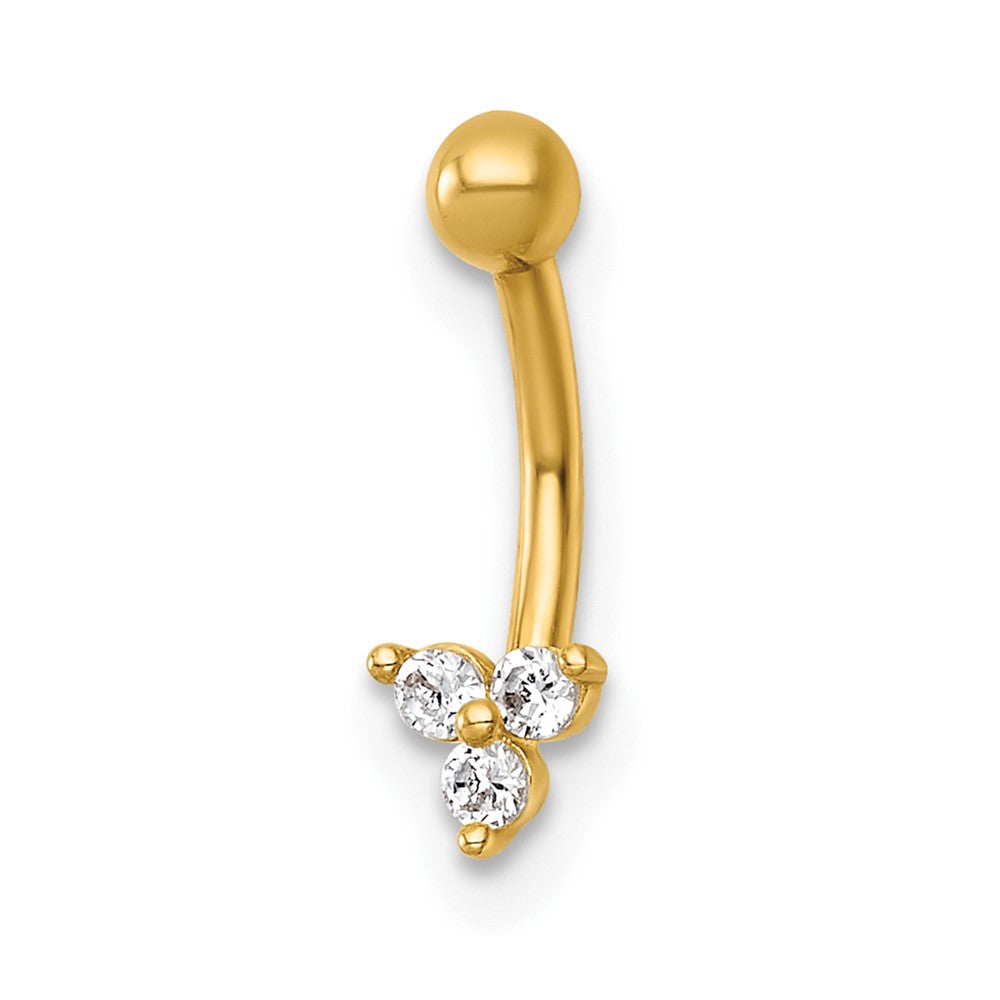 14k 16 Gauge Polished CZ Eyebrow Ring