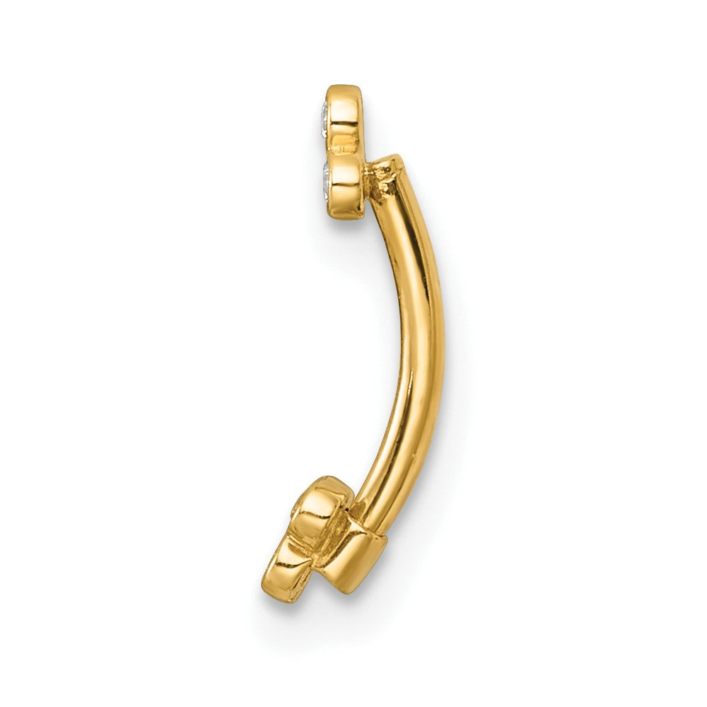14k 16 Gauge Polished CZ Eyebrow Ring