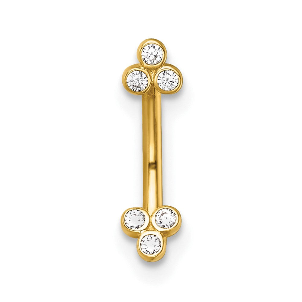 14k 16 Gauge Polished CZ Eyebrow Ring