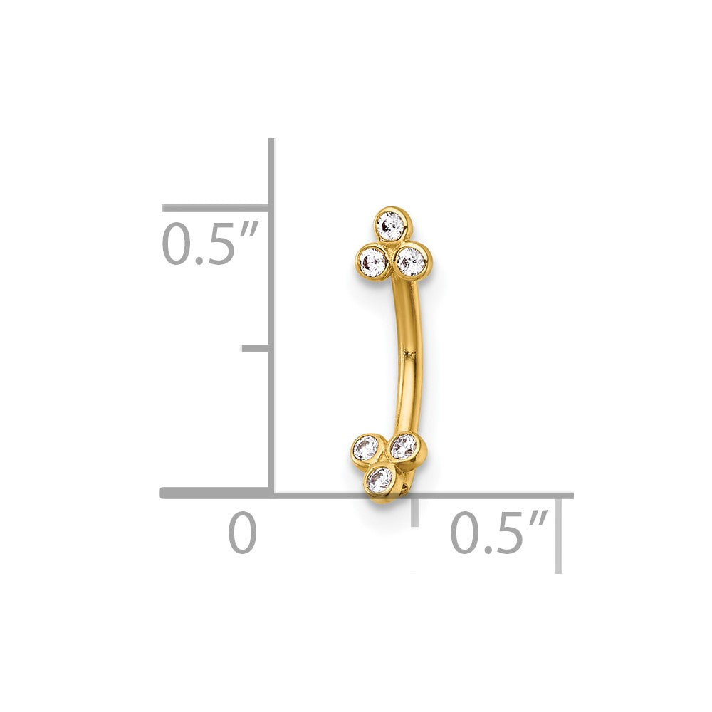 14k 16 Gauge Polished CZ Eyebrow Ring