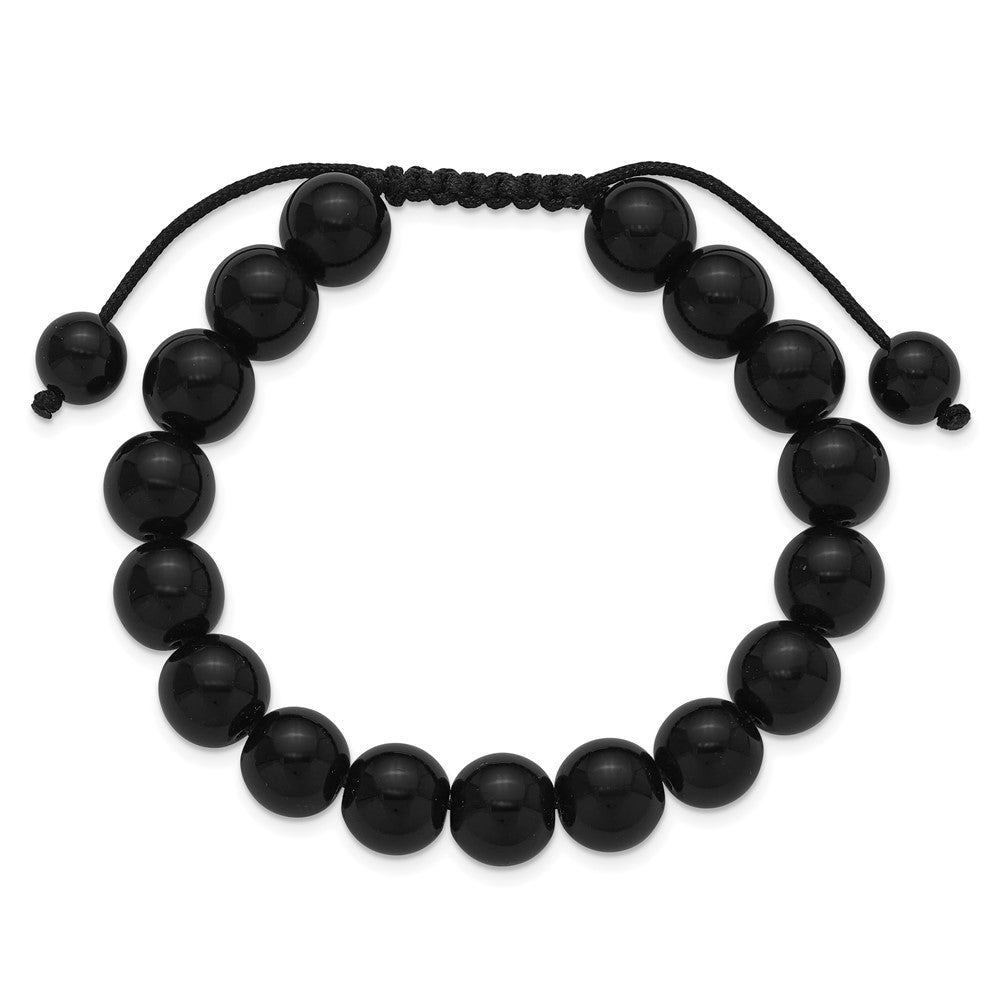 Onyx Bead Polyester Black Cord Bolo Adjustable Bracelet