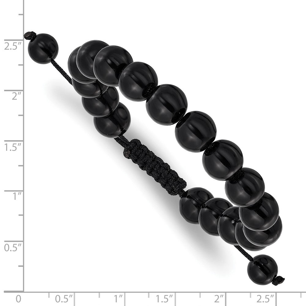 Onyx Bead Polyester Black Cord Bolo Adjustable Bracelet