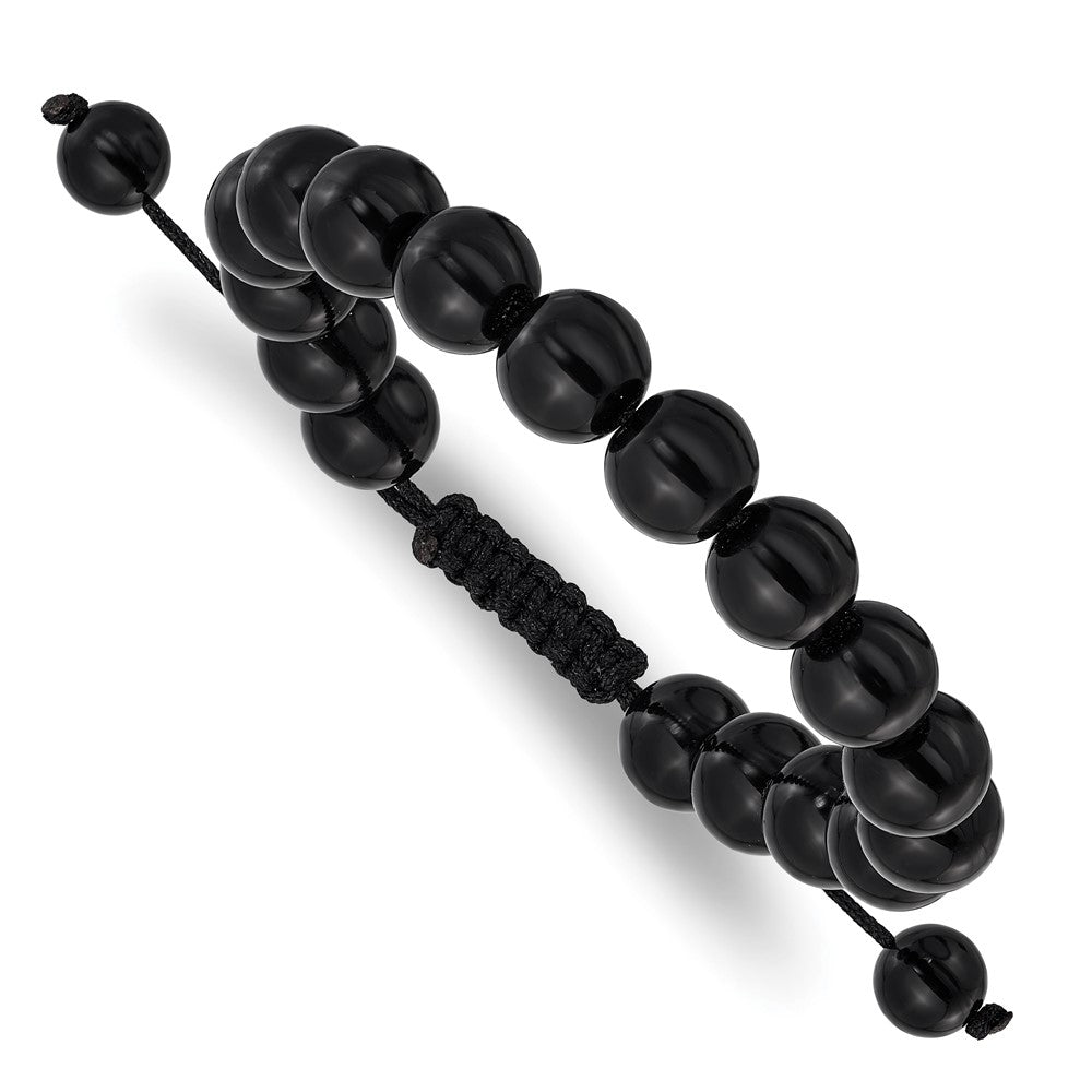 Onyx Bead Polyester Black Cord Bolo Adjustable Bracelet