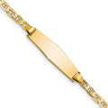 14k Soft Diamond Shape Flat Anchor Link ID Bracelet