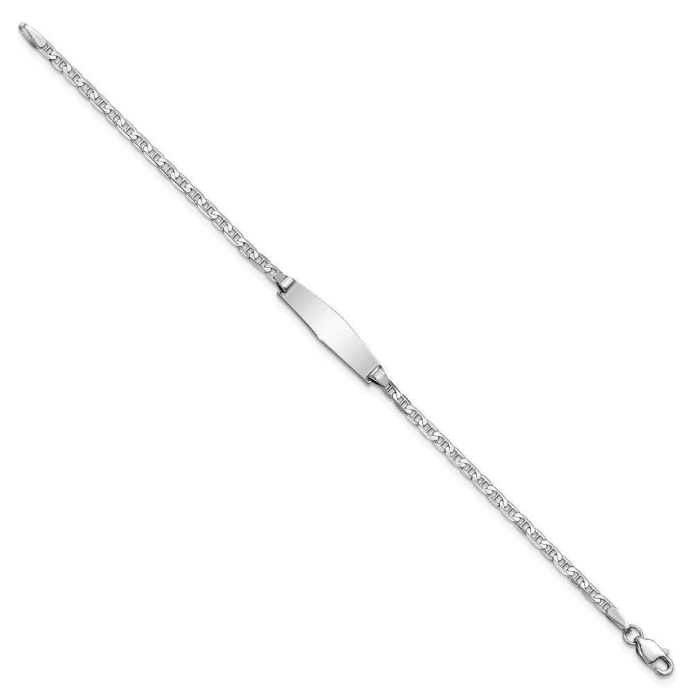 14K WG Soft Diamond Shape Anchor Link ID Bracelet