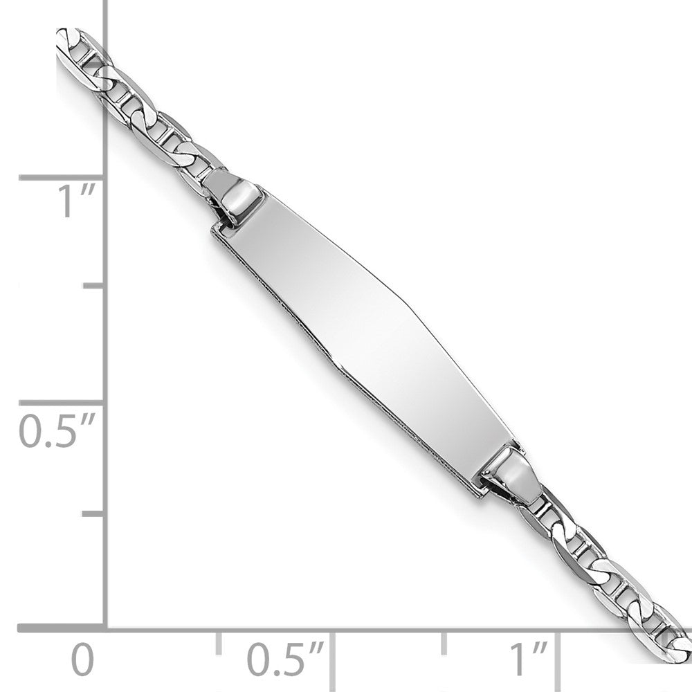 14K WG Soft Diamond Shape Anchor Link ID Bracelet