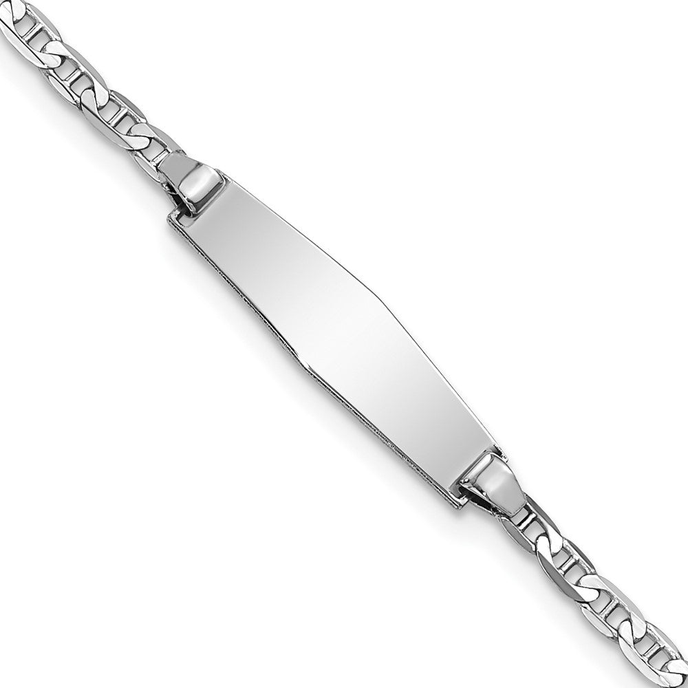 14K WG Soft Diamond Shape Anchor Link ID Bracelet