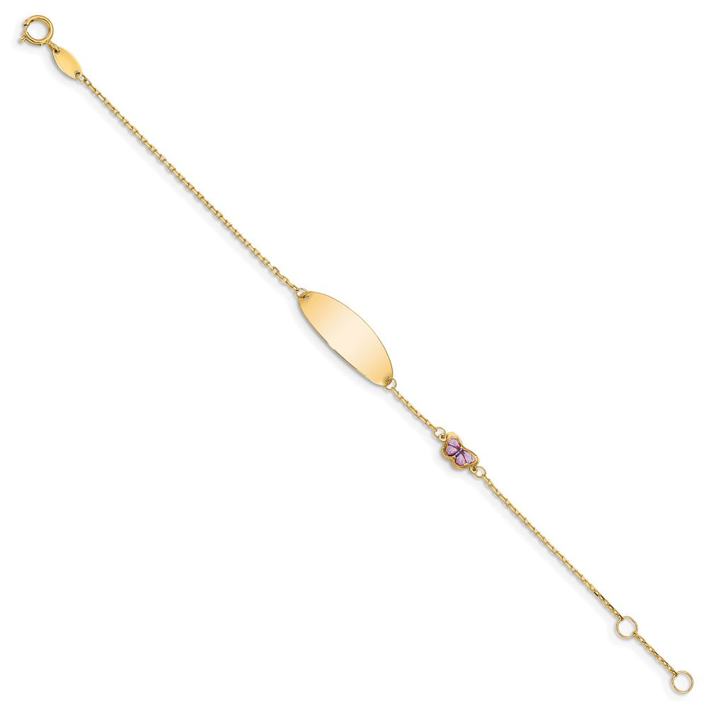 14K Children's Enamel Butterfly w/. ext. ID Bracelet