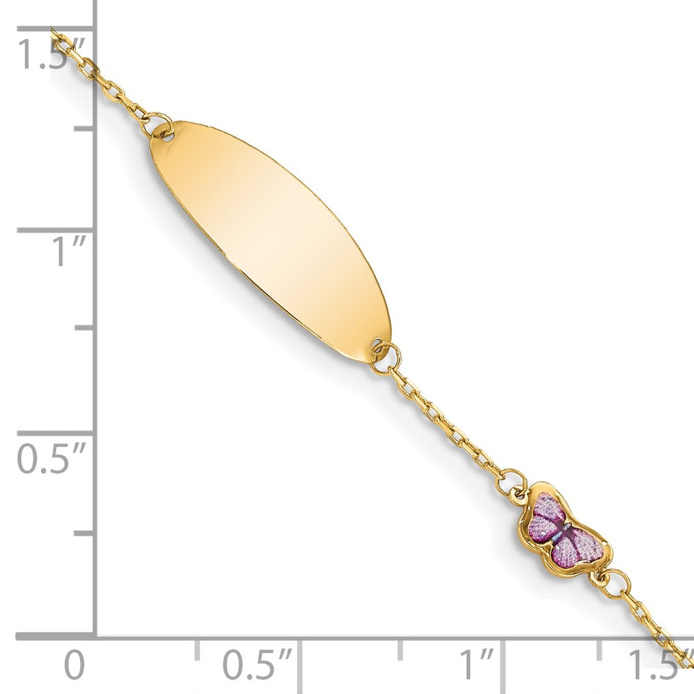14K Children's Enamel Butterfly w/. ext. ID Bracelet