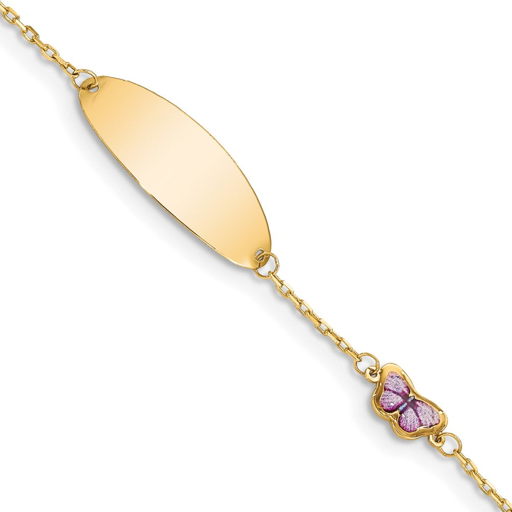 14K Children's Enamel Butterfly w/. ext. ID Bracelet