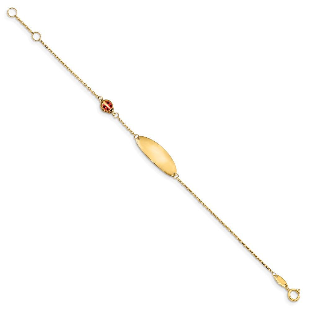 14K Children's Enamel Ladybug w/.5in ext. ID Bracelet