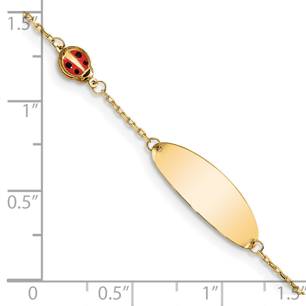 14K Children's Enamel Ladybug w/.5in ext. ID Bracelet