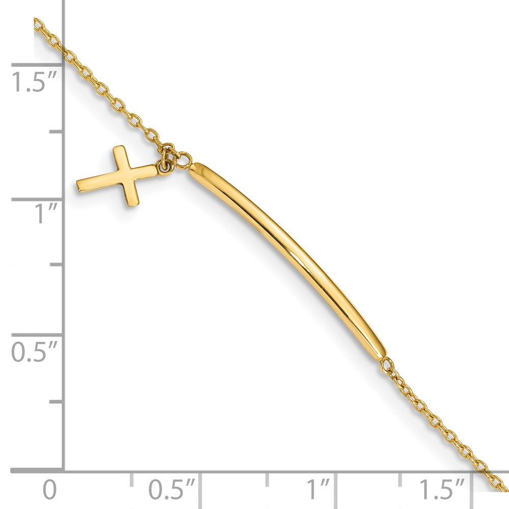 14K Children's Polished Dangle Cross w/.5in ext. Bracelet