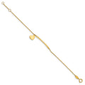 14K Children's Polished Heart Dangle w/.5in ext. Bracelet