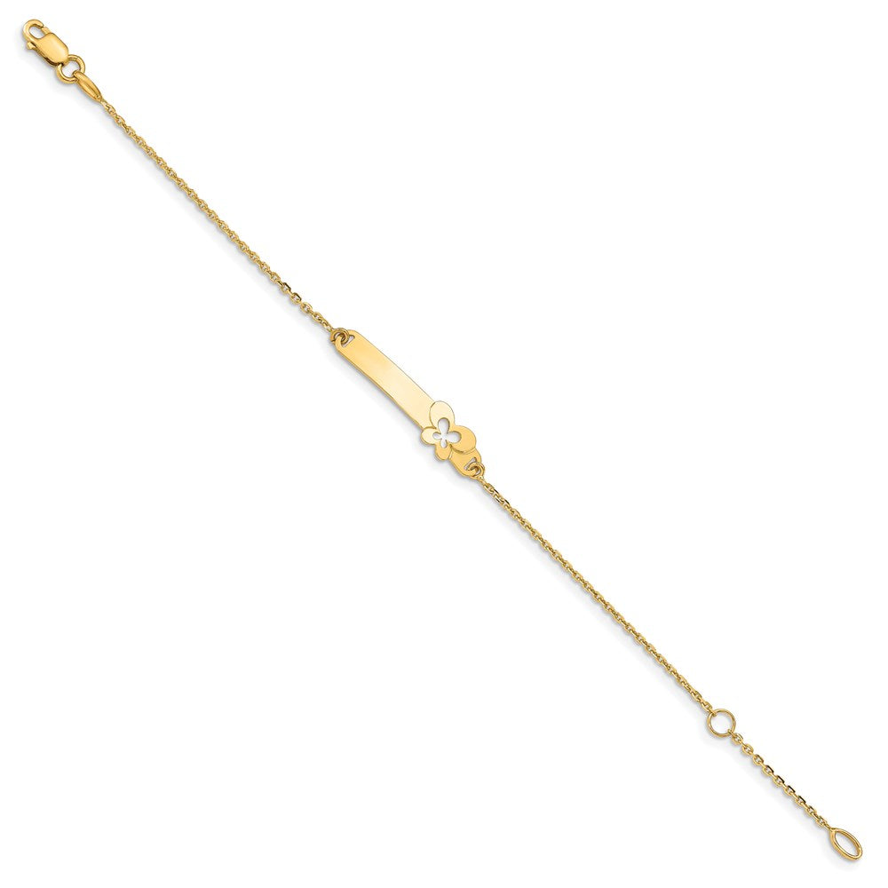 14K Children's Polished Butterfly w/1in ext. ID Bracelet