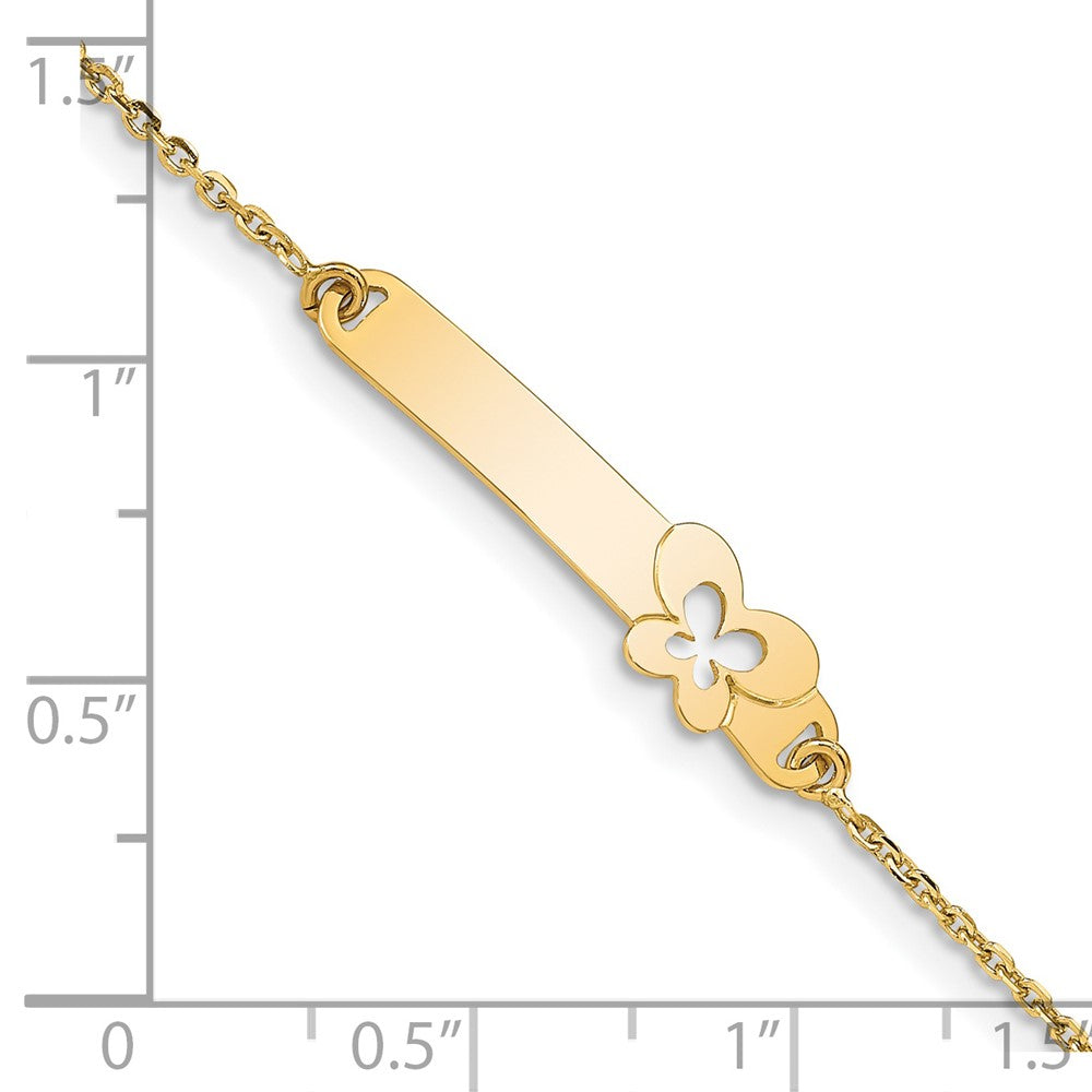 14K Children's Polished Butterfly w/1in ext. ID Bracelet