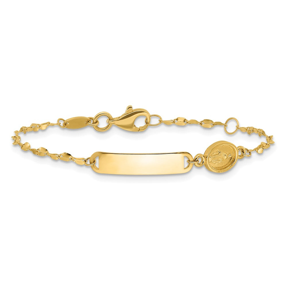 14K Polished Miraculous Medal Children's ID Bracelet