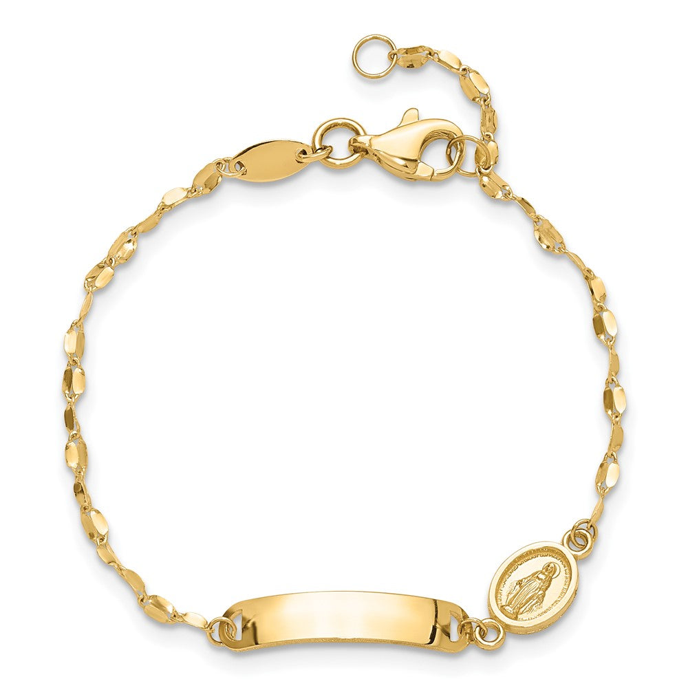 14K Polished Miraculous Medal Children's ID Bracelet