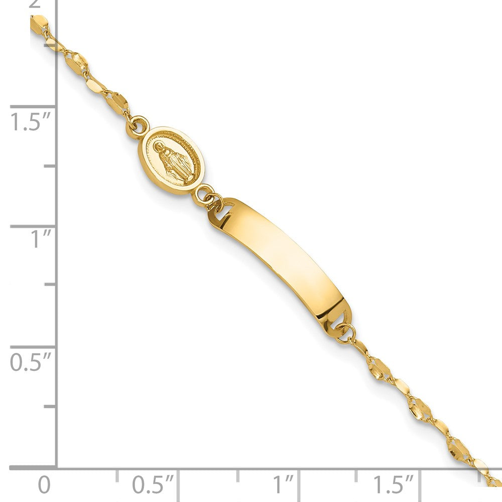 14K Polished Miraculous Medal Children's ID Bracelet