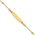 14K Children's Polished Beaded Heart ID 5in w/1in ext Bracelet