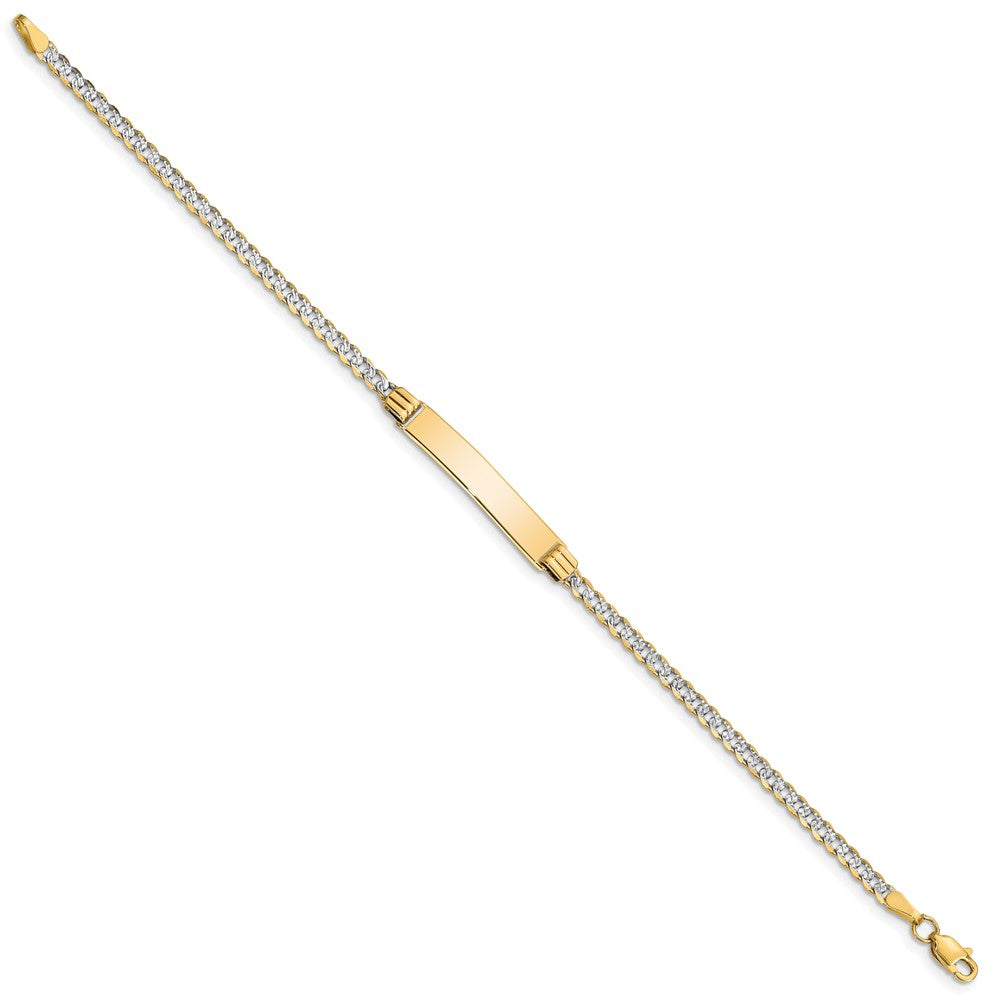 14k w/Rhodium Children's Pavé Curb Link ID Bracelet