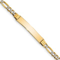 14k w/Rhodium Children's Pavé Figaro Link ID Bracelet