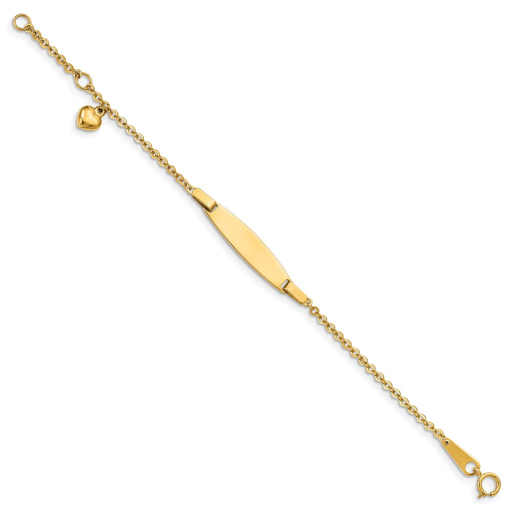 14k Polished w/ Dangling Heart w/. ext. Baby ID Bracelet
