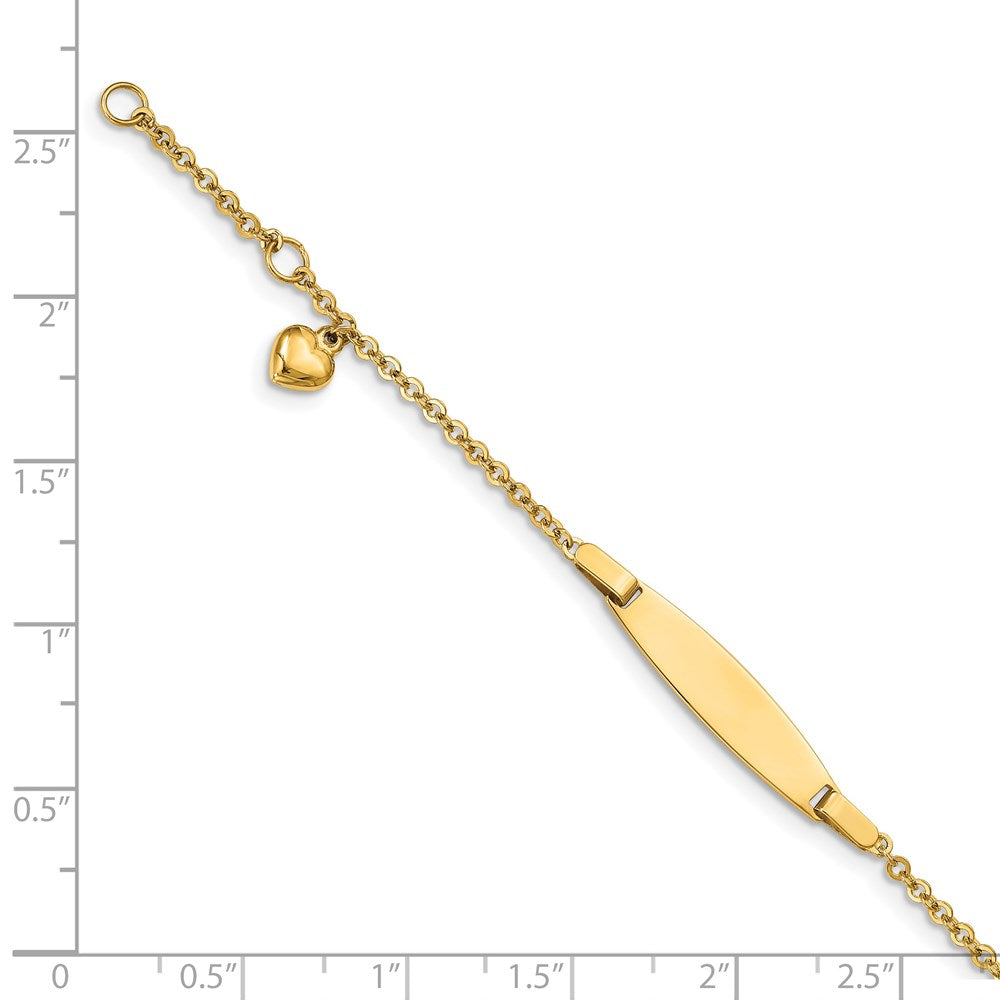 14k Polished w/ Dangling Heart w/. ext. Baby ID Bracelet