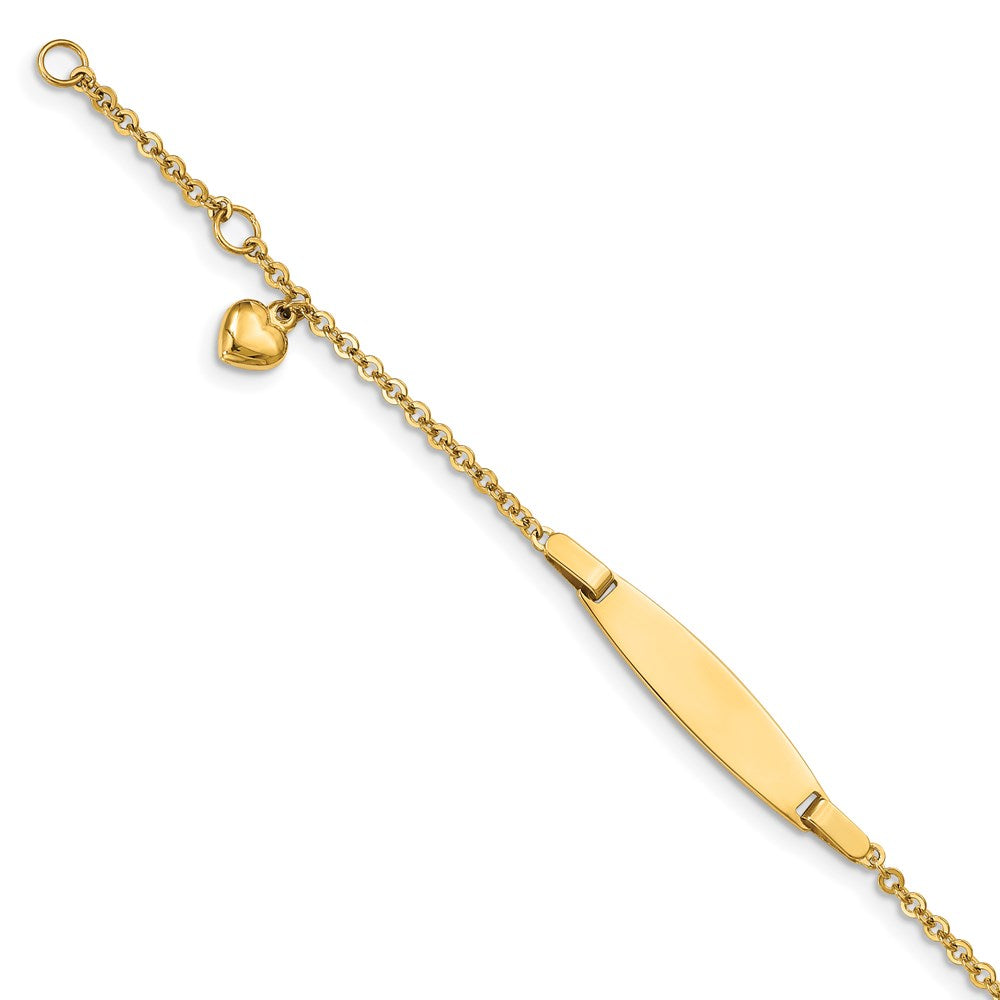 14k Polished w/ Dangling Heart w/. ext. Baby ID Bracelet