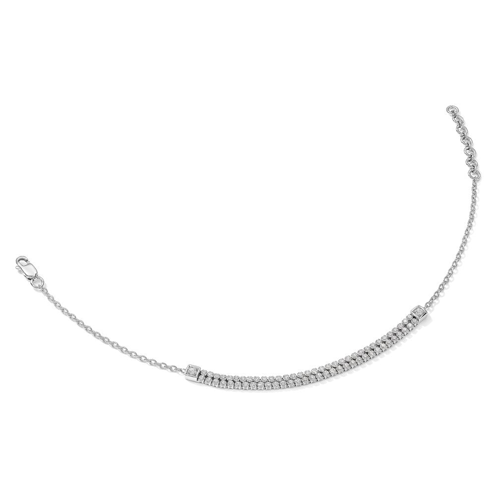 14K White Gold Polished Diamond Paperclip Link Bracelet
