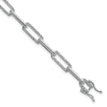 14K White Gold Polished Diamond Paperclip Link Bracelet