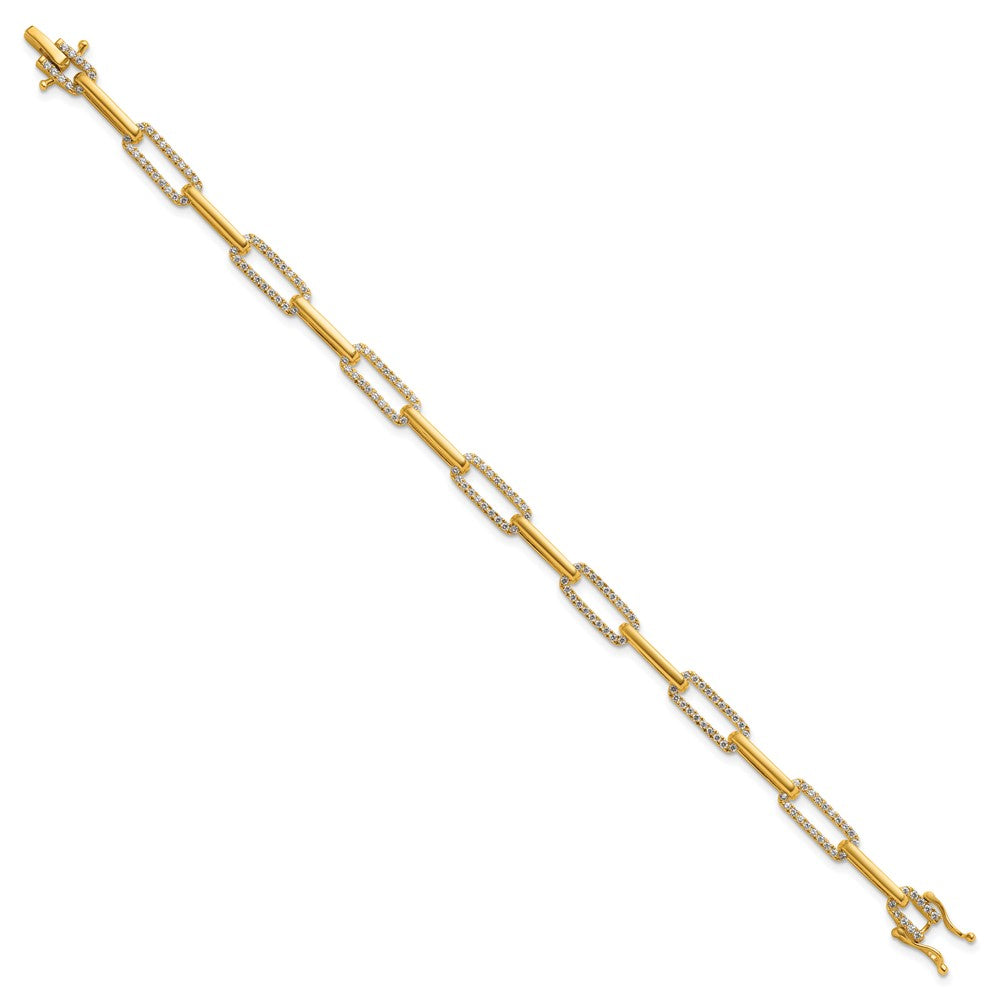 14K Polished Diamond Paperclip Link Bracelet