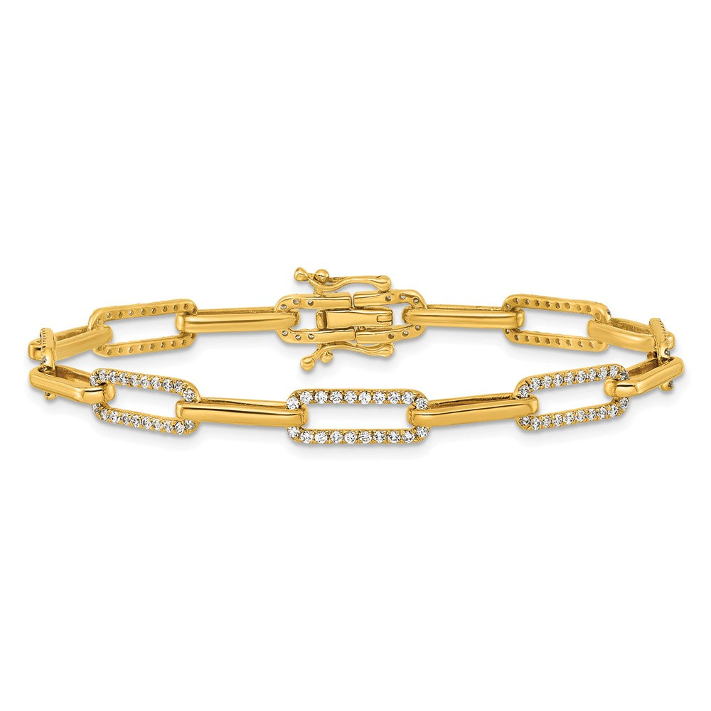 14K Polished Diamond Paperclip Link Bracelet