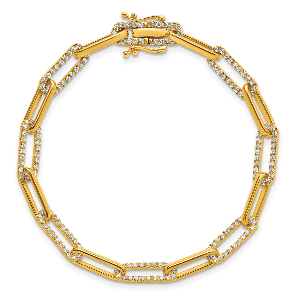 14K Polished Diamond Paperclip Link Bracelet