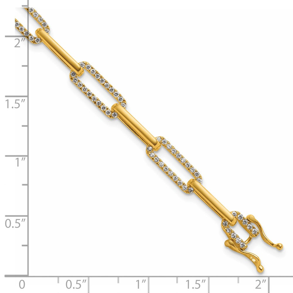 14K Polished Diamond Paperclip Link Bracelet