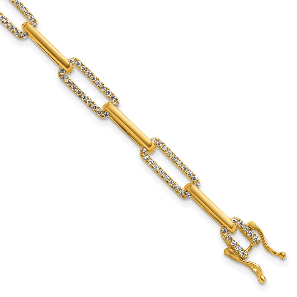 14K Polished Diamond Paperclip Link Bracelet
